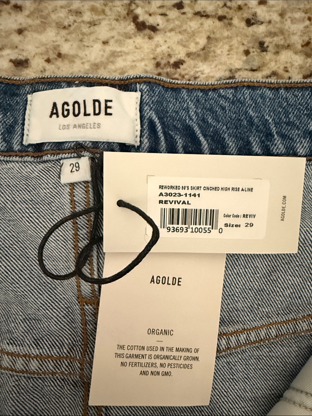 Agolde 90’s Retro Denim Mini Skirt w/Belt High Rise Paper-bag Waist Sz 29 - Picture 5 of 11